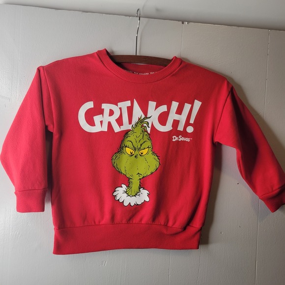 The Grinch Dr Seuss Red Sweatshirt Pullover Top 4T Graphic Whimsy Cute Festive - Picture 5 of 10